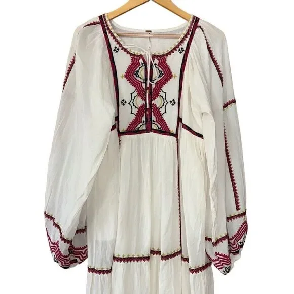 Free People Women's Sweet Escape Midi Dress boho embroidered small - Picture 9 of 12
